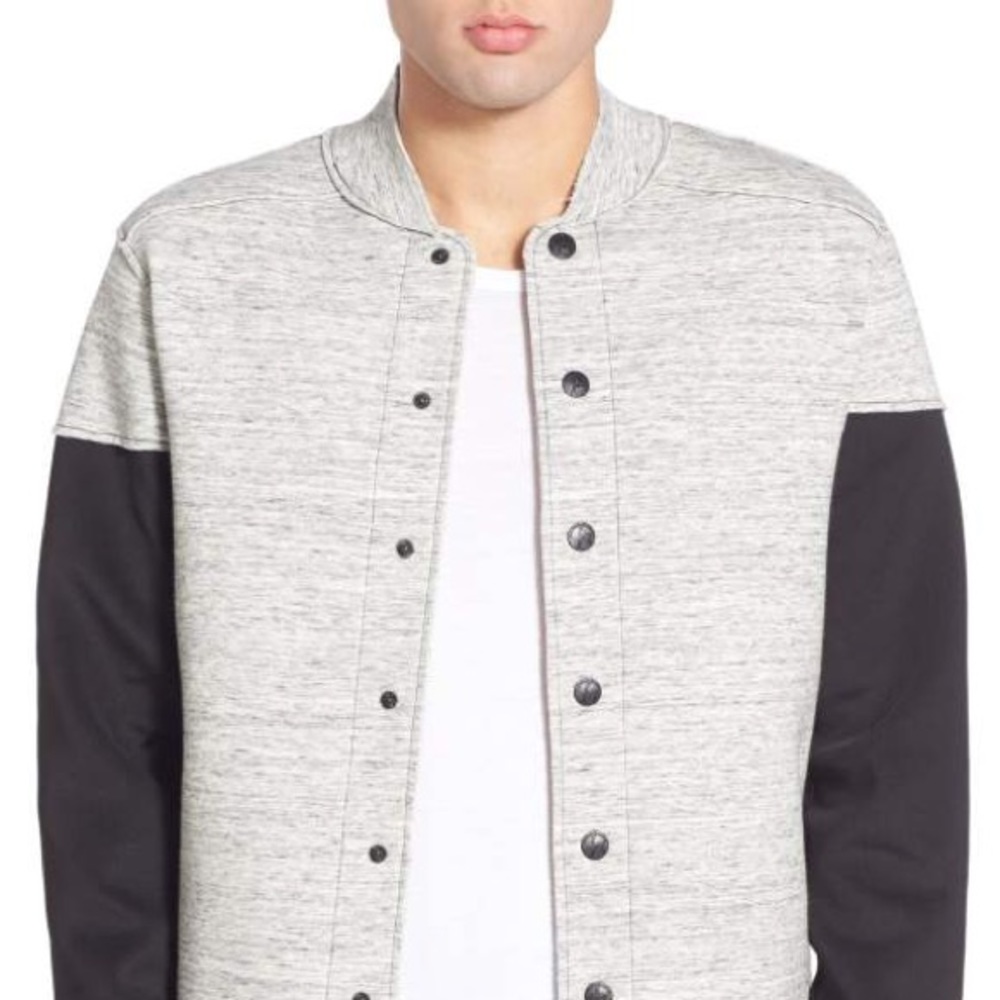 Kane & Unke Snap Bomber Jacket with Scuba Sleeves